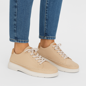 Baskets confort en cuir souple avec couture apparente