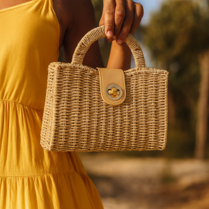 Sac tressé avec fermeture dorée