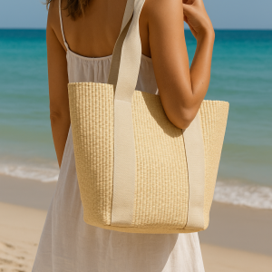 Sac cabas en toile tressée avec anses larges