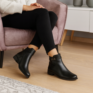 Bottines élégantes à bride décorative et semelle confort