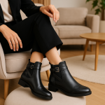 Bottines élégantes à bride décorative et semelle confort