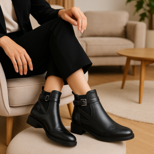 Bottines élégantes à bride décorative et semelle confort