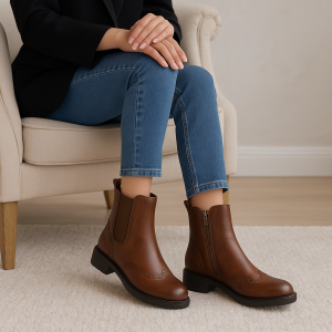 Bottines chelsea avec détail brogue et semelle confort