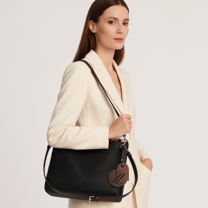Sac à main de luxe en cuir grainé avec bandoulière ajustable