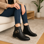 Bottines élégantes à boucle dorée