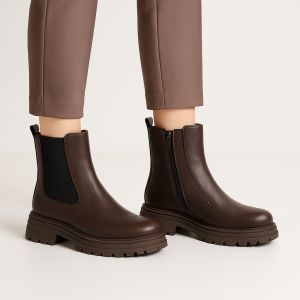 Bottines à semelle crantée et fermeture latérale